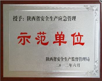 榮獲陜西示范單位榮譽(yù)證書(shū)